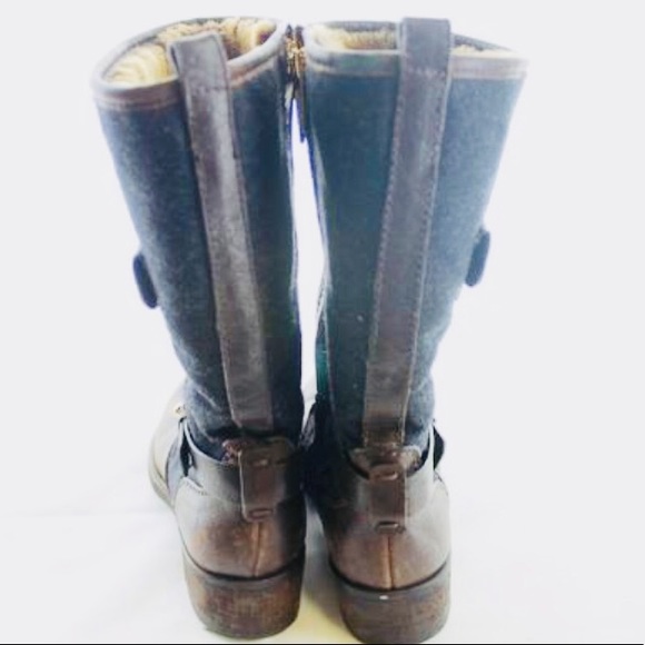 🌟HP🌟Tory Burch Brown Leather/Blk Wool Boots 5.5 - Picture 3 of 7
